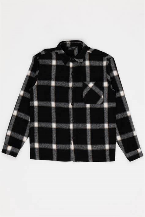 For You Man Ekoseli Tek Cep Siyah Oduncu Gömlek For You Man Oversize Ekoseli Tek Cep Siyah Oduncu Gömlek