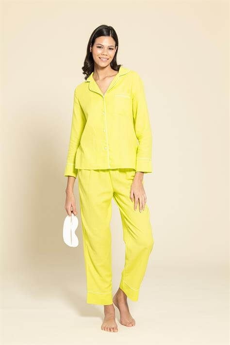 For You Moda 3'lü Organik Beyaz Biyeli Sarı Pijama Takımı For You Moda 3'lü Organik Beyaz Biyeli Sarı Pijama Takımı