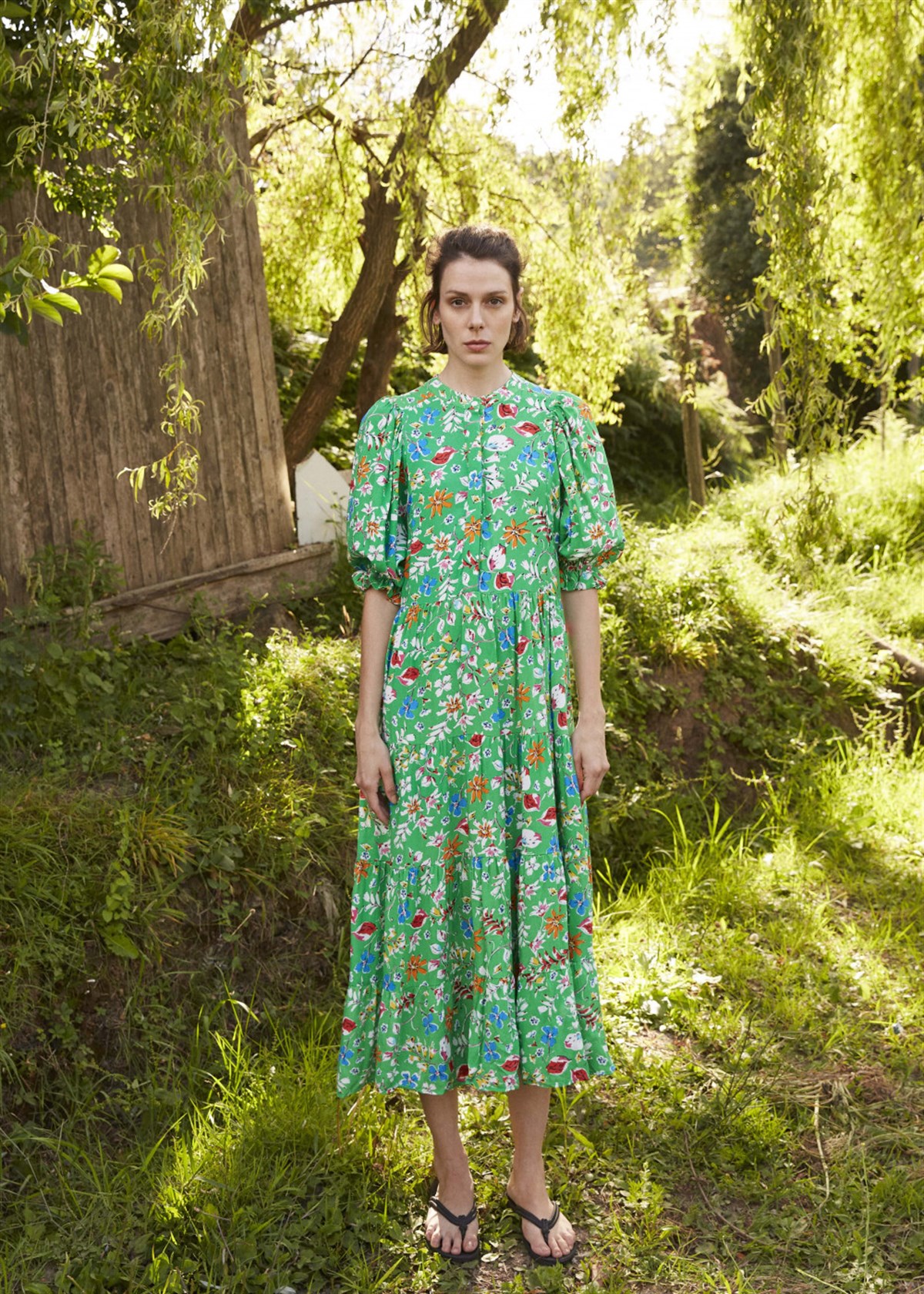  Viskon Yeşil Elbise