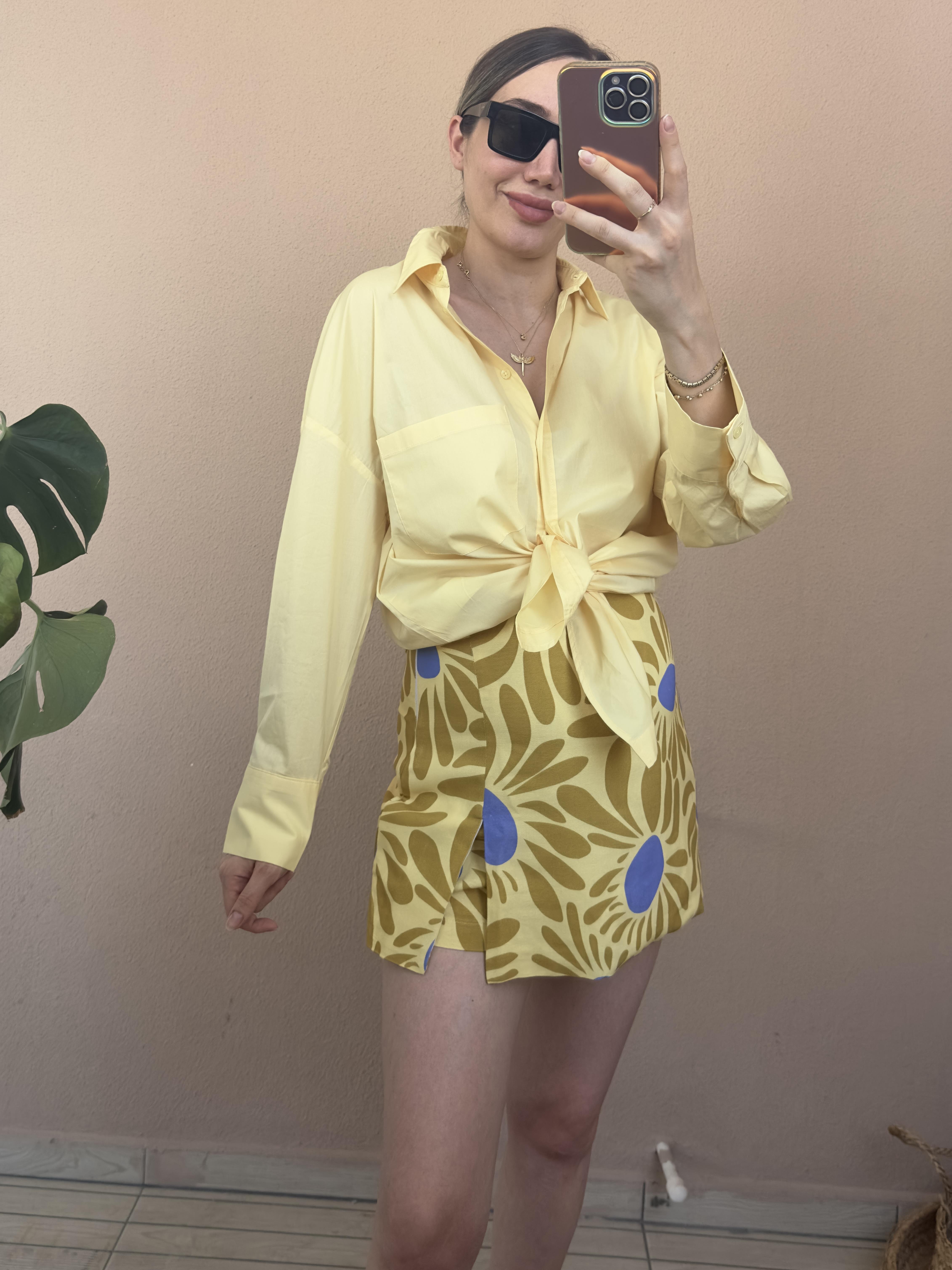 Sarı Desenli Şort Etek