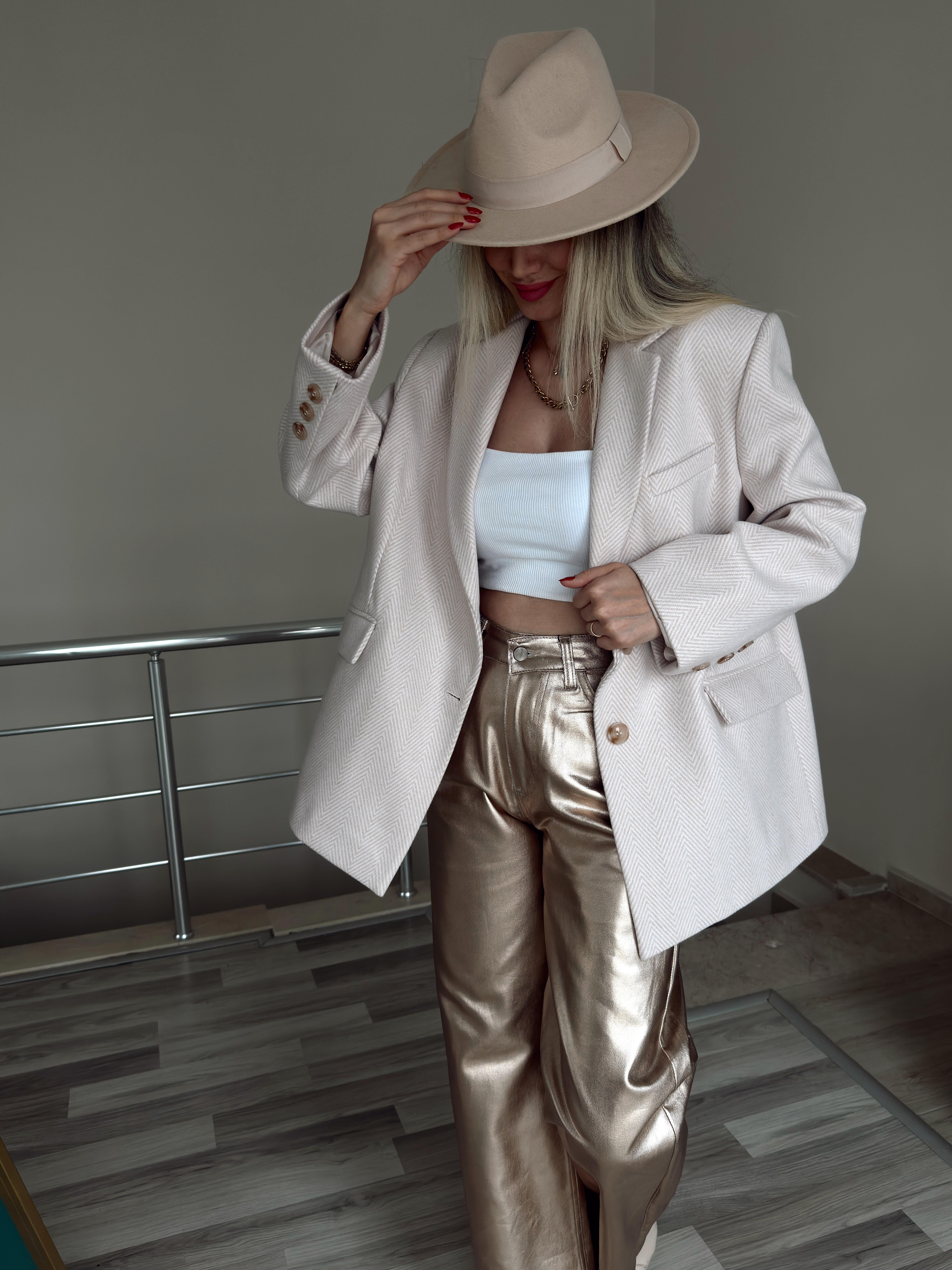 Taş Balık Sırtı Kaşe Ceket