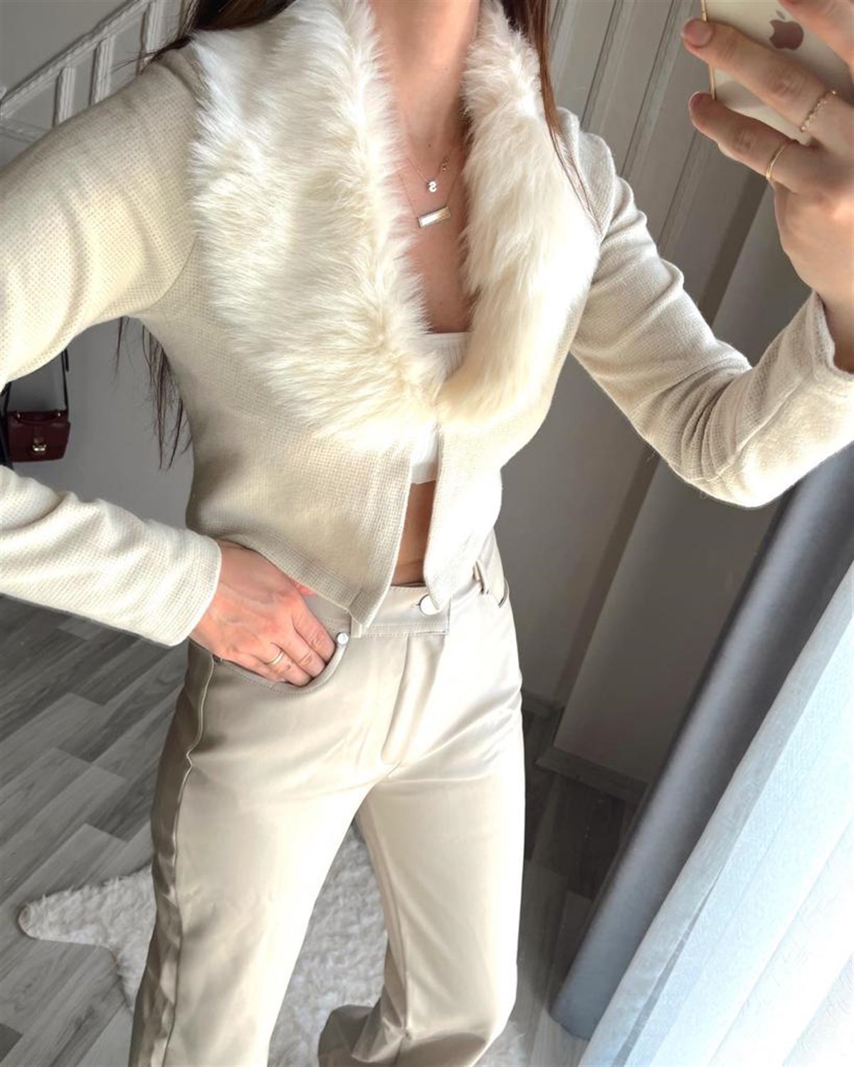 Tasarım Kürk Detaylı Hırka