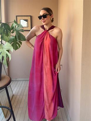 Pembe Halter Yaka Elbise