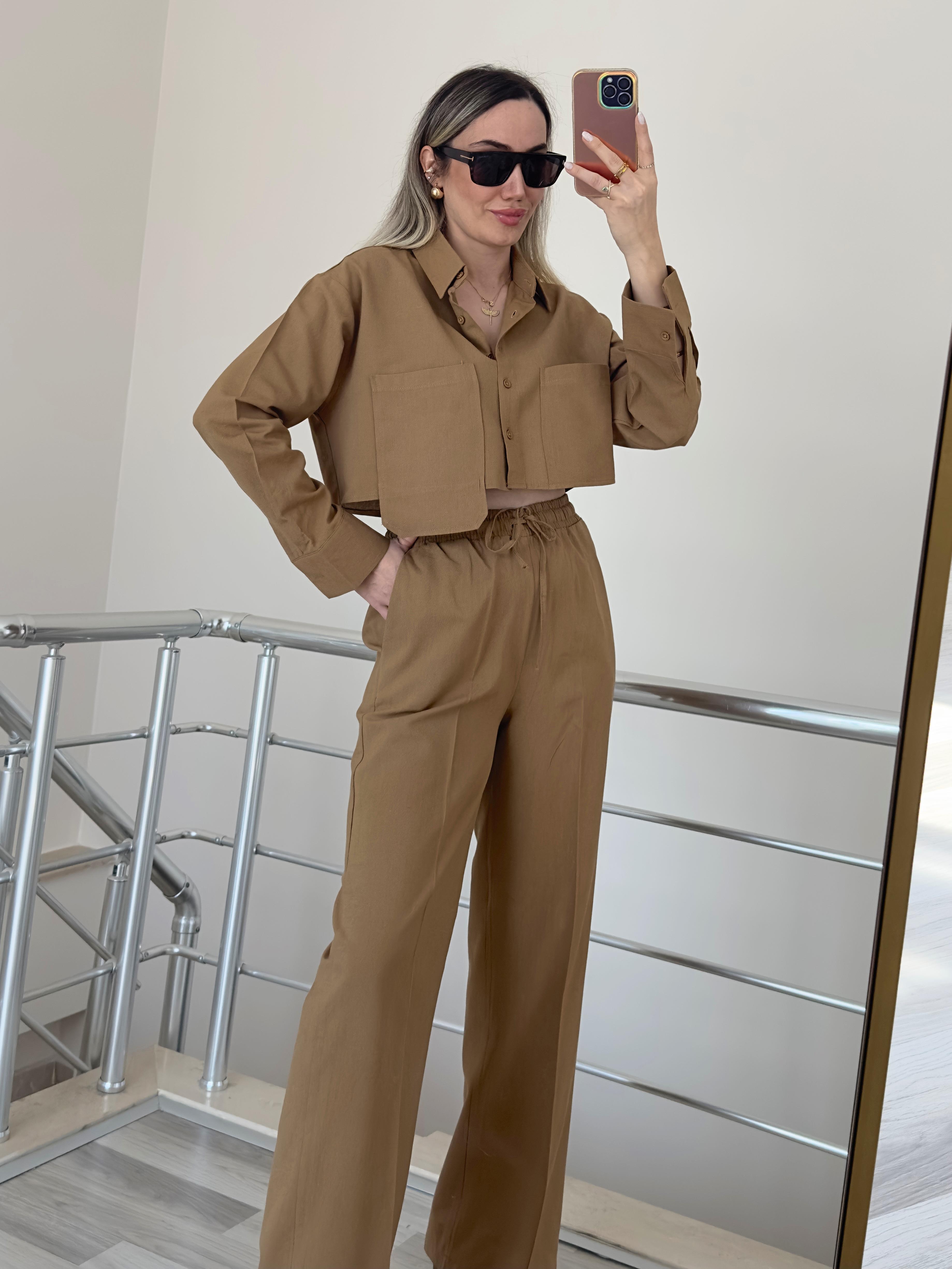 Camel Alt Üst Keten Takım