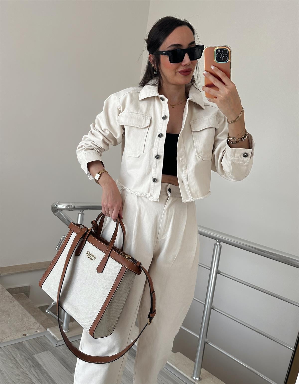 Ekru Gabardin Kumaş Takım 