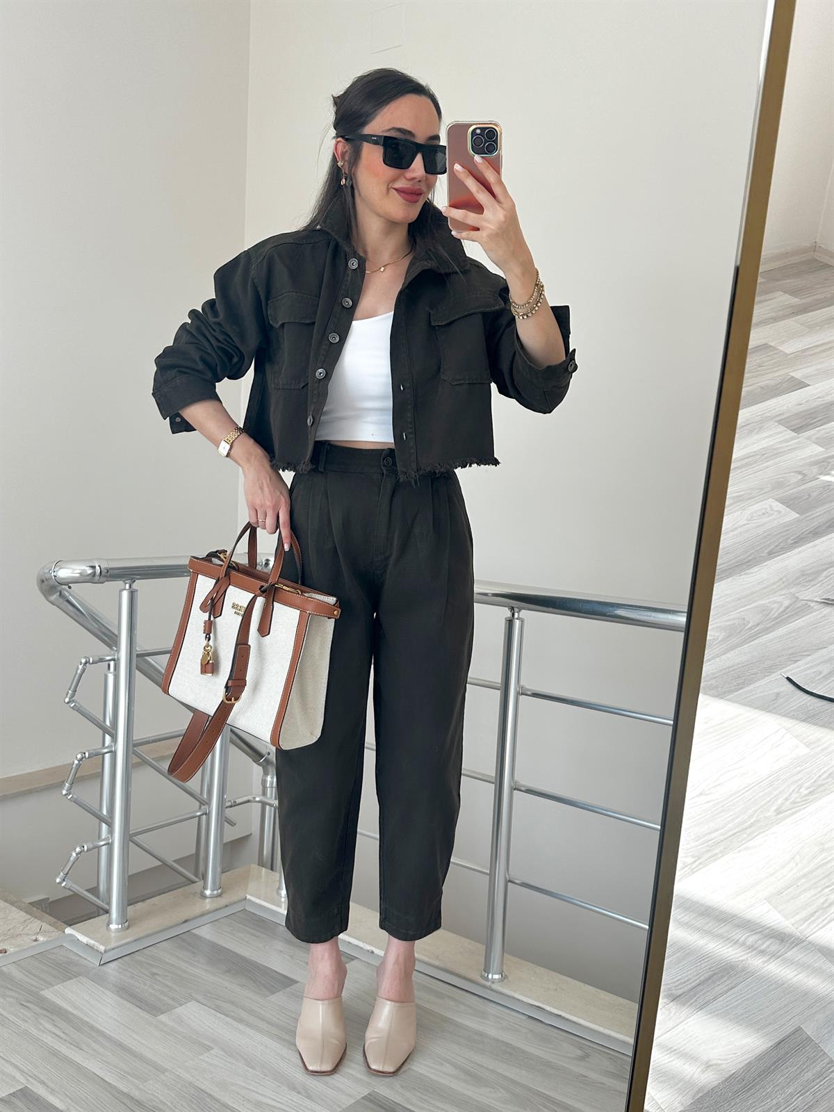 Haki Gabardin Kumaş Takım