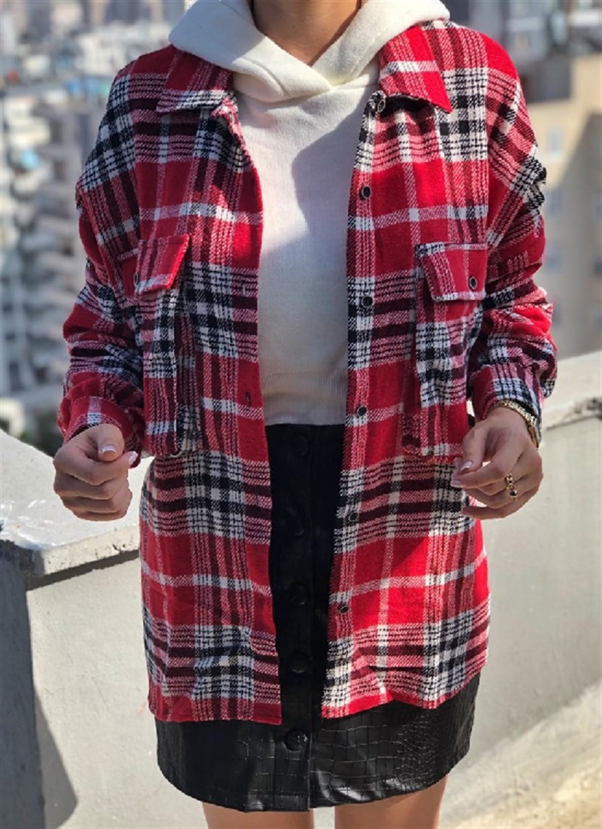 Kırmızı Kaşe Oduncu Gömlek