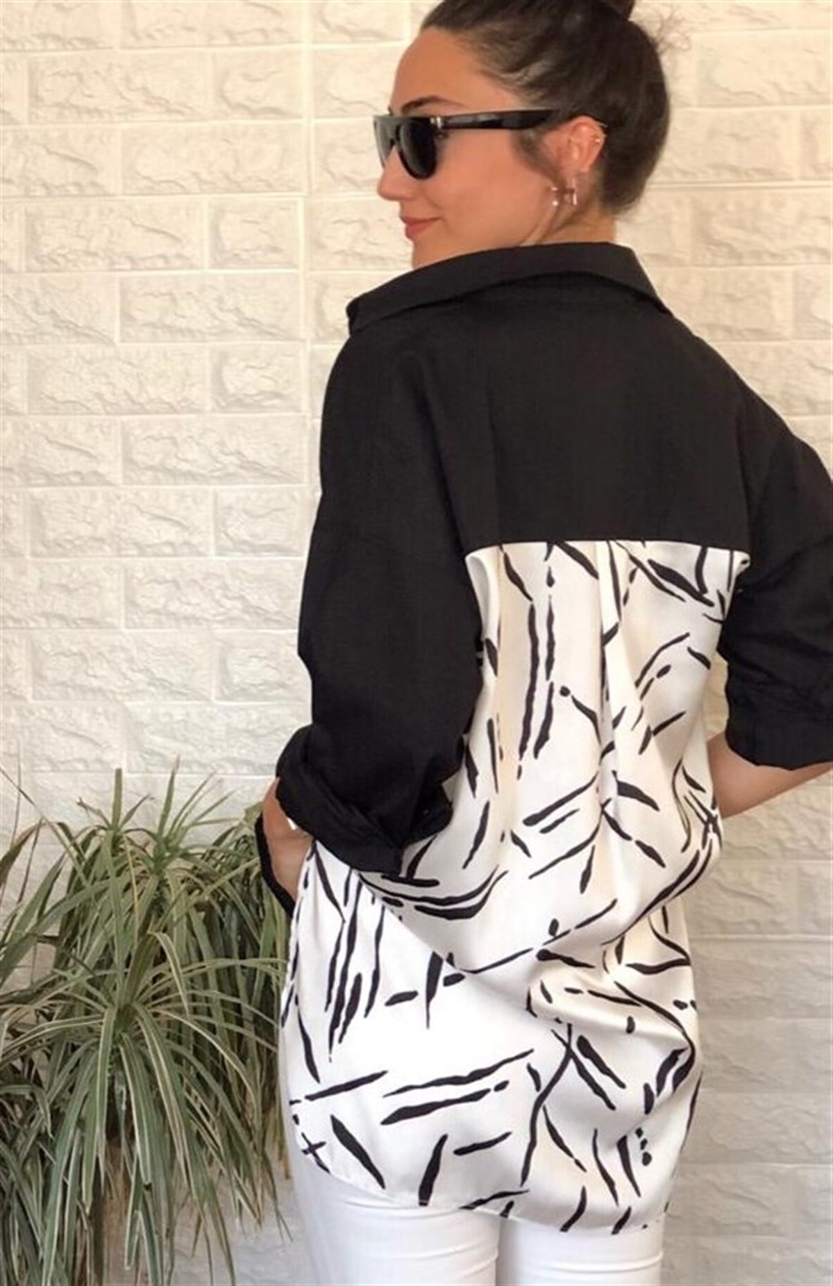 Tasarım Poplin Siyah Gömlek