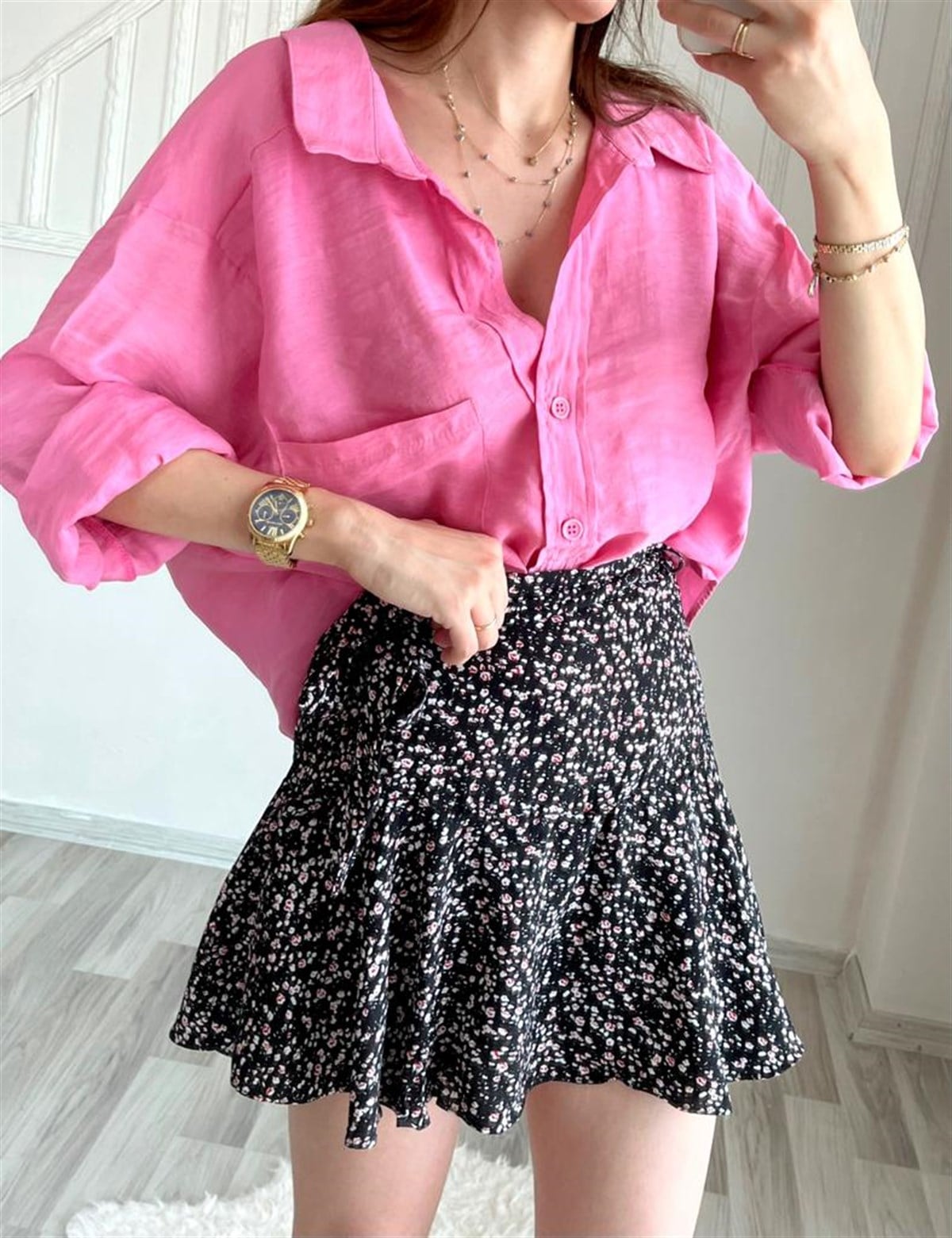 Viskon Siyah Şort Etek