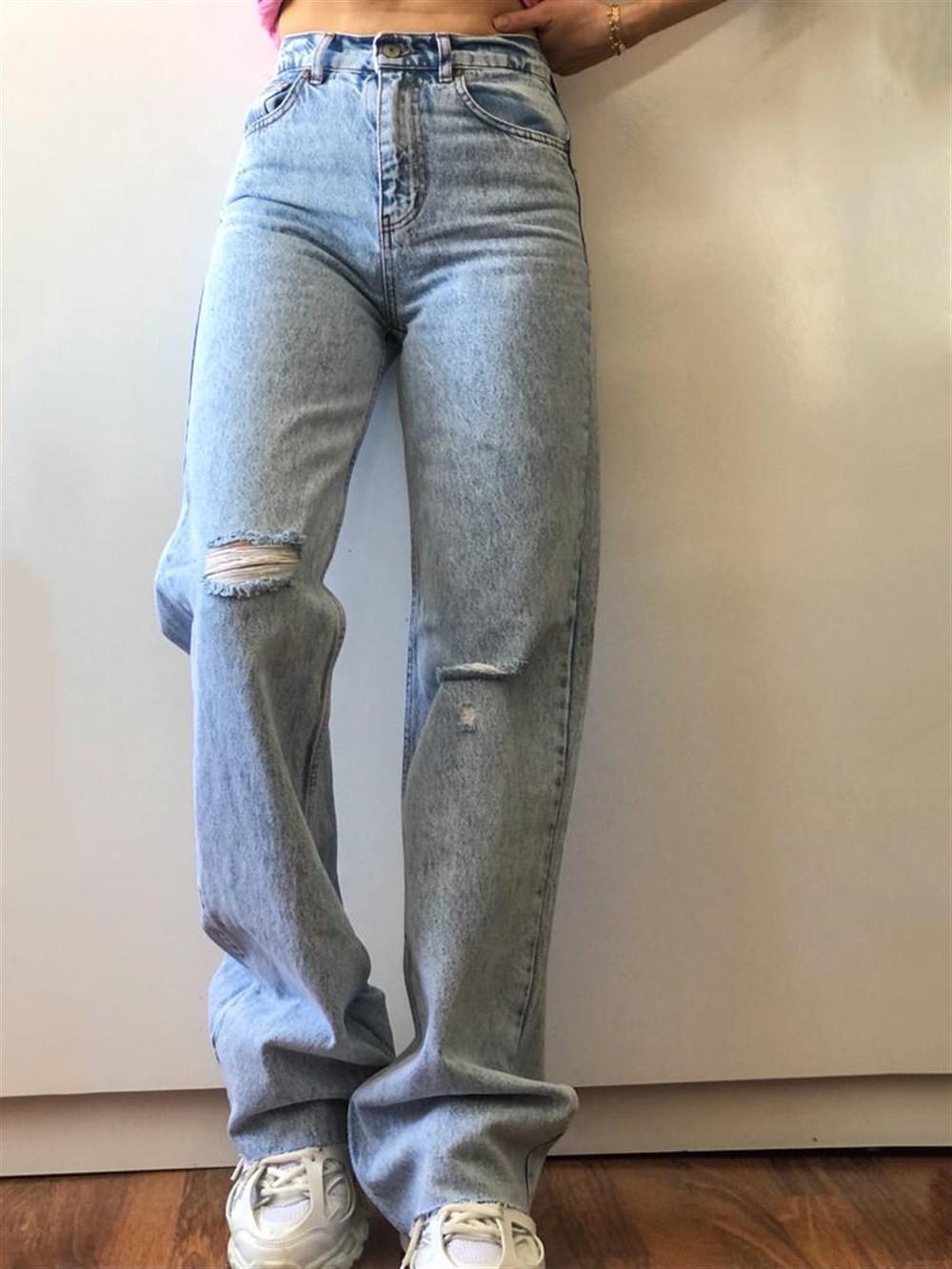 Yıkamalı palazzo jean