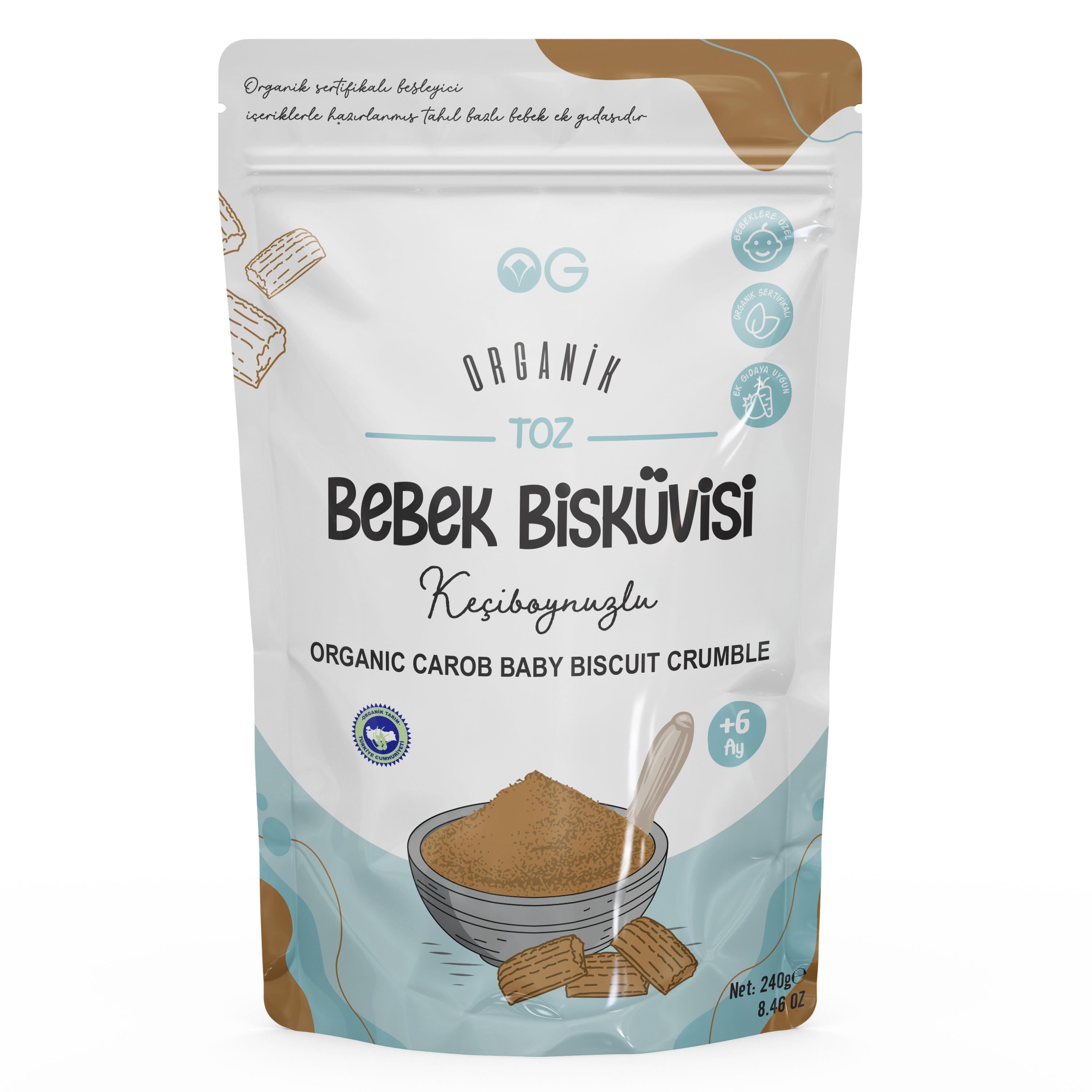 Organik Keçiboynuzlu Toz Bebek Bisküvisi 240 g