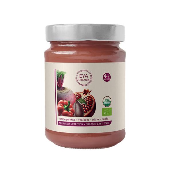 Organik Mürdüm Erik - Kırmızı Pancar - Nar - Kapya Biber Püresi 100 g