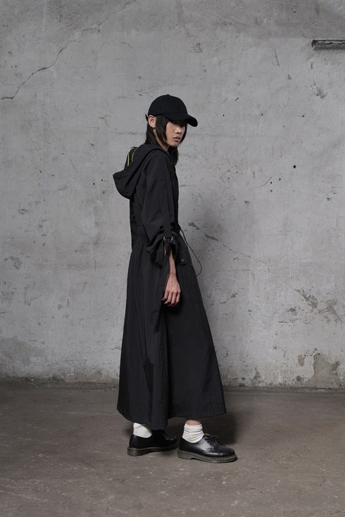 Kadın Fermuarlı Trenç Elbise Siyah