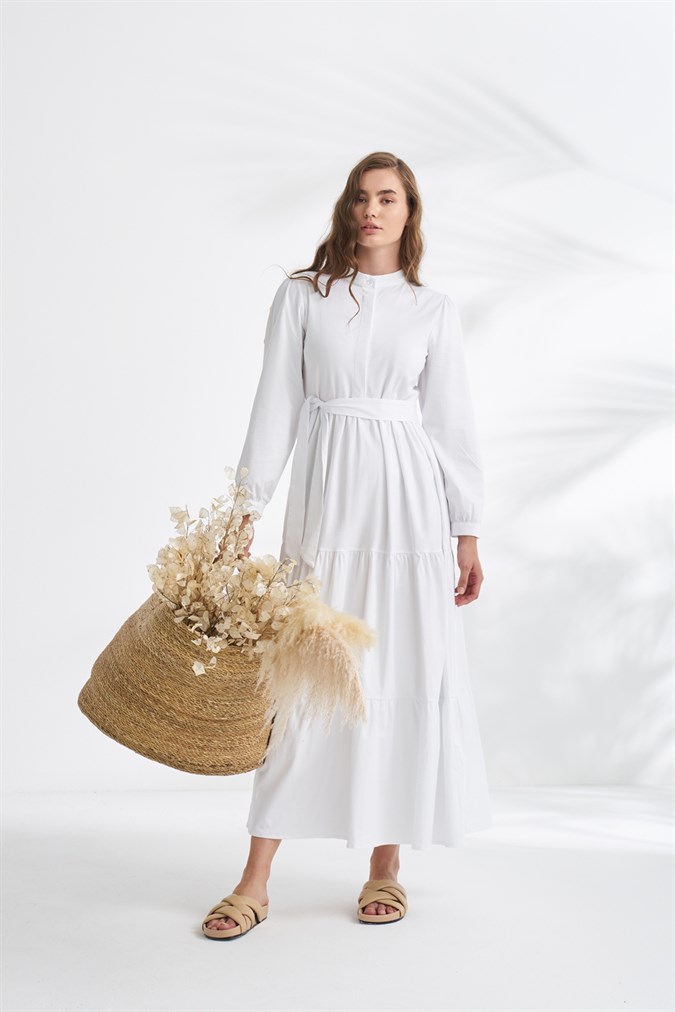 Basic Poplin Elbise Beyaz