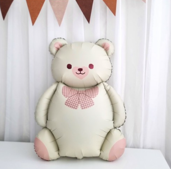  Retro Krem Papyonlu Ayı Folyo Balon