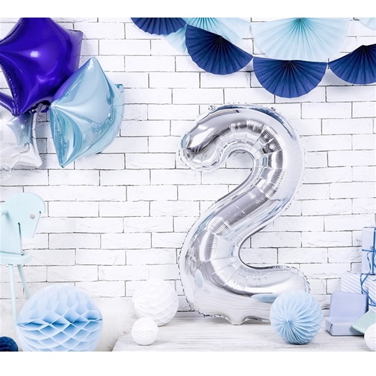 2 GÜMÜŞ RAKAM BALON(100 cm)
