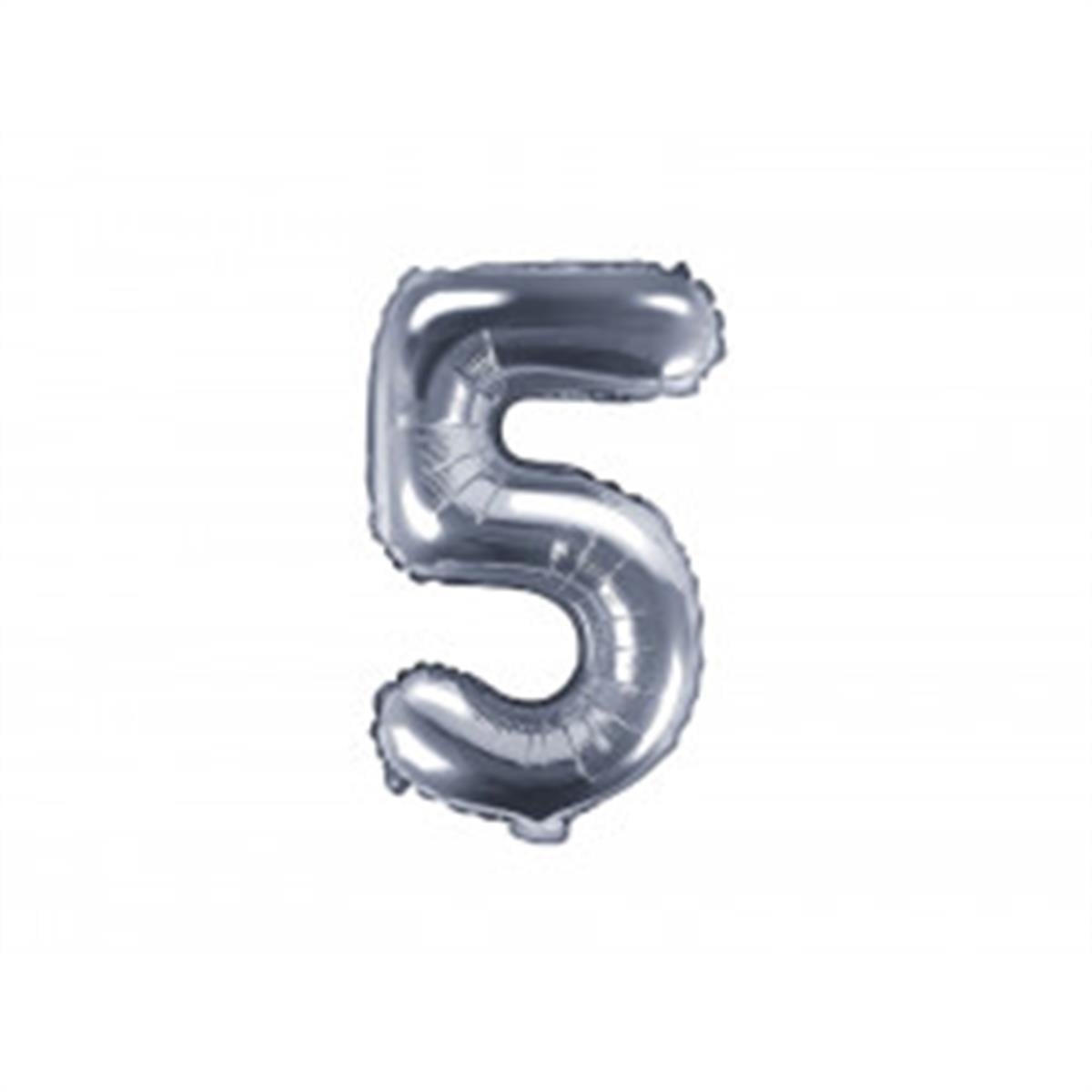 5 Rakam Gümüş Folyo Balon (35 CM)