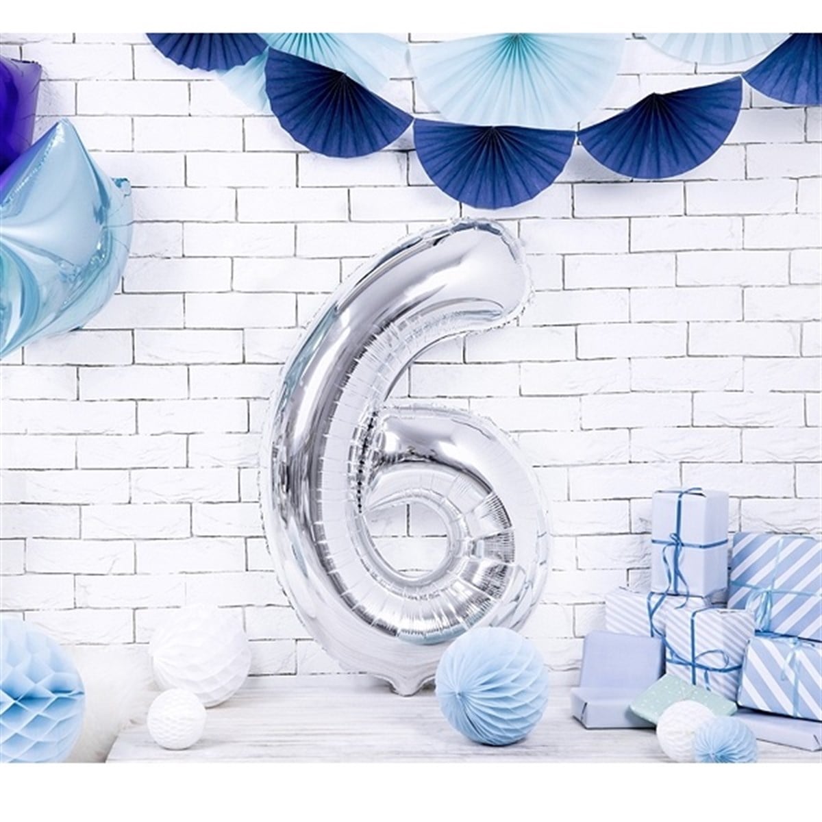 6 GÜMÜŞ RAKAM BALON (1OO cm)