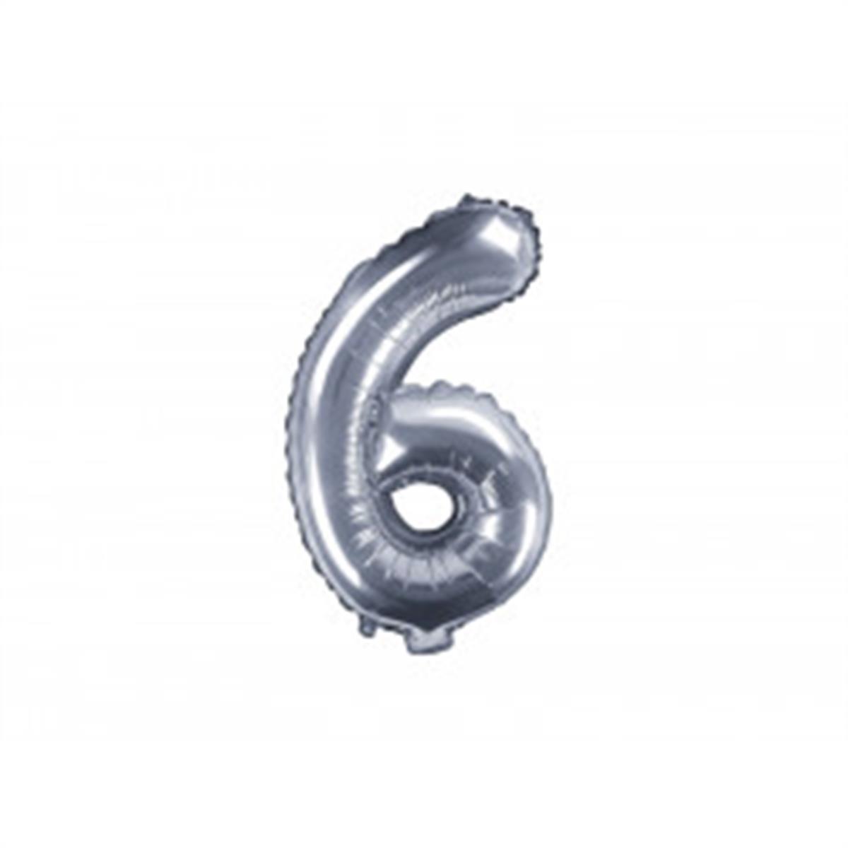 6 Rakam Gümüş Folyo Balon (35 CM) 