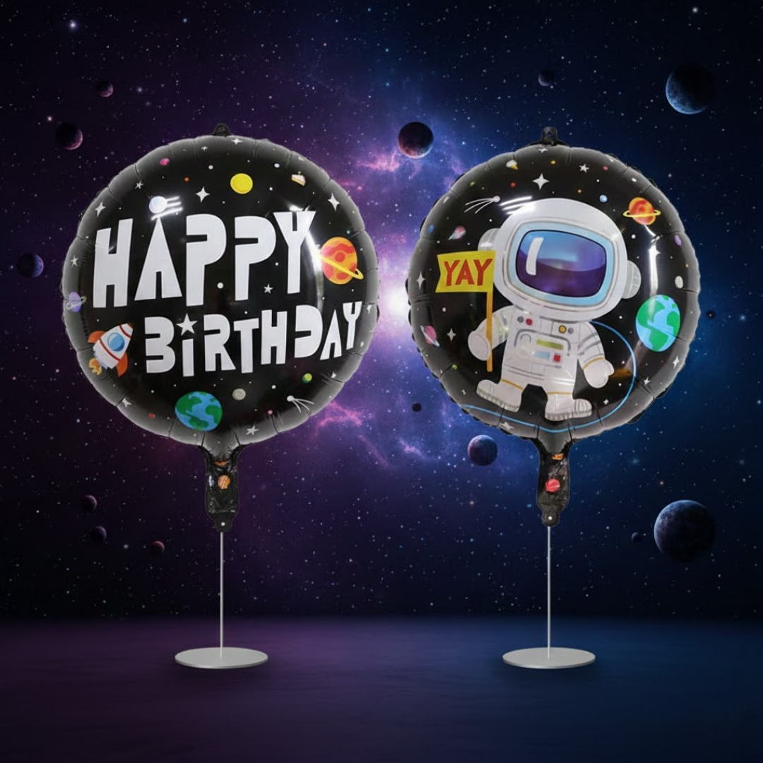Astronot Uzay Temalı 2 li Yuvarlak Folyo Balon