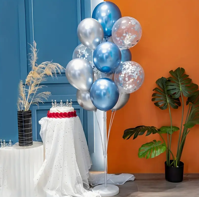 Balon Standı 13 lü Mavi Gümüş