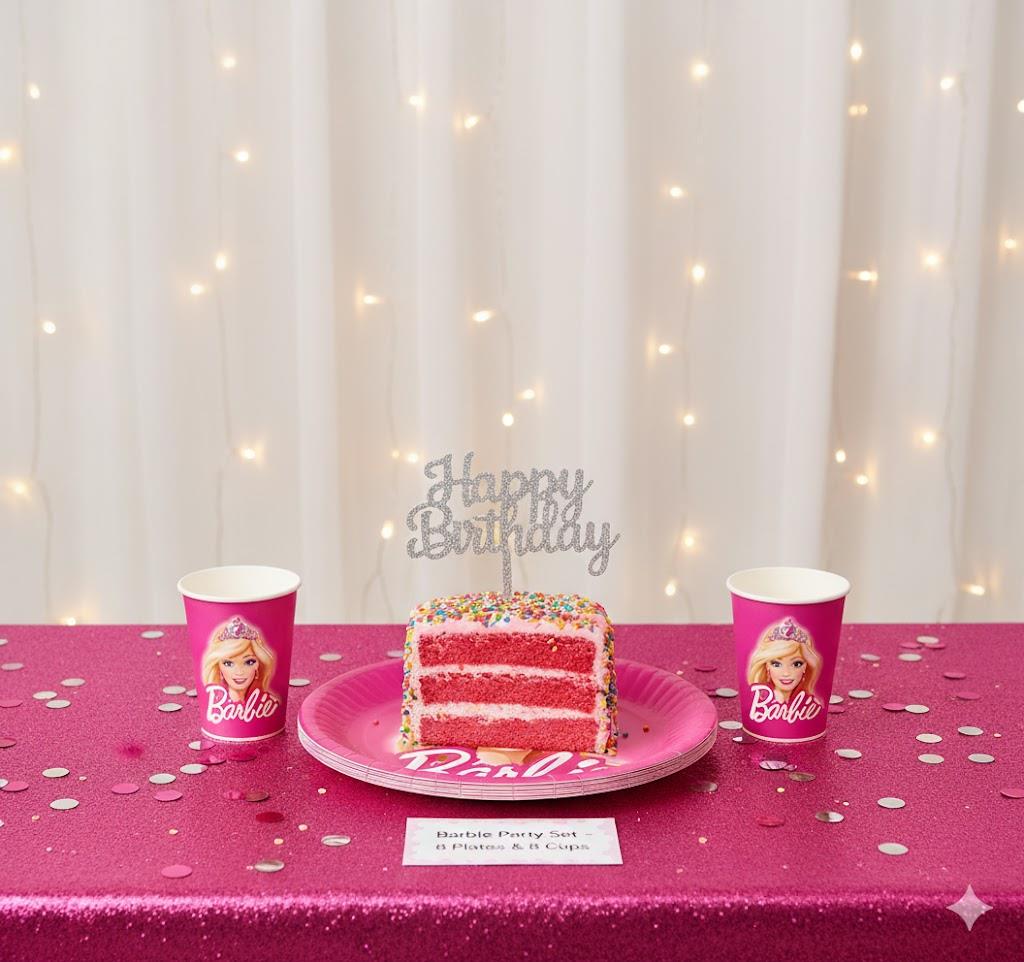 Barbie Temalı Tabak ve Bardak Seti (8 Kişilik)