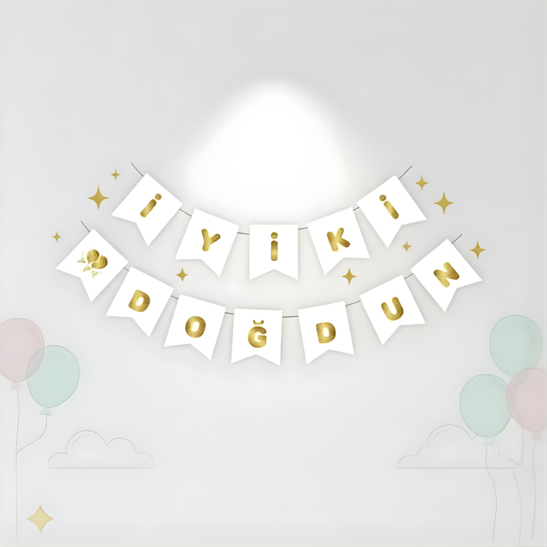 BEYAZ GOLD İYİ Kİ DOĞDUN BANNER