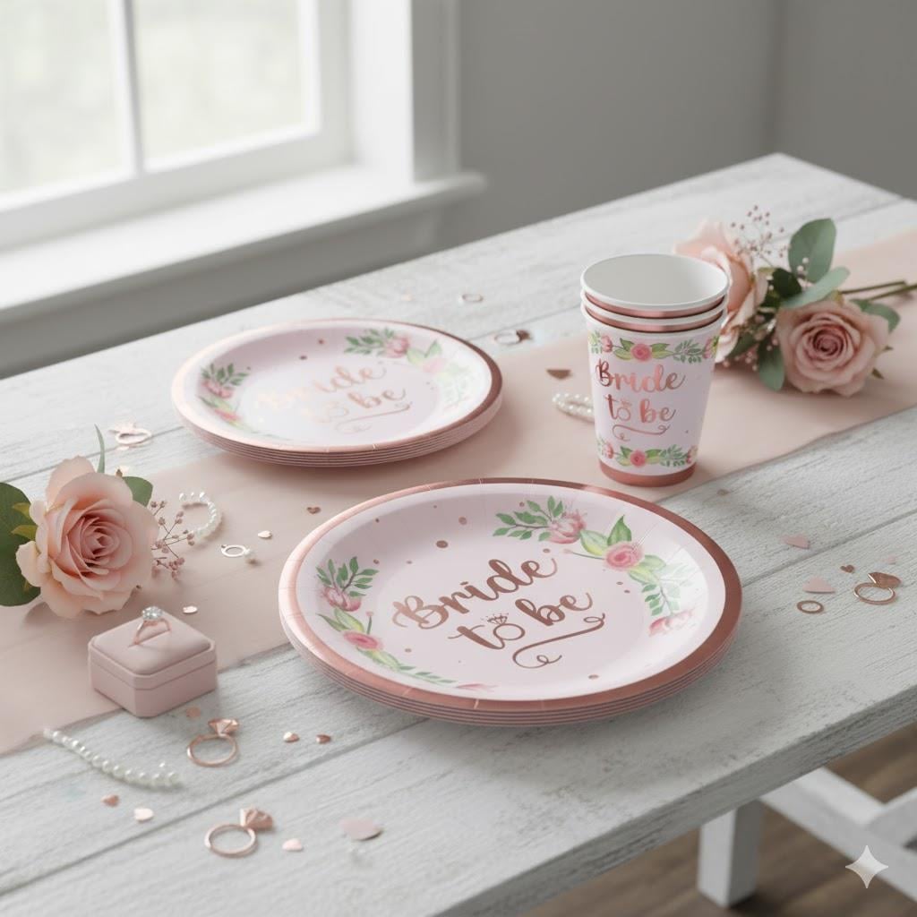 Bride to Be Çiçekli Tabak ve Bardak Seti (8 Adet)