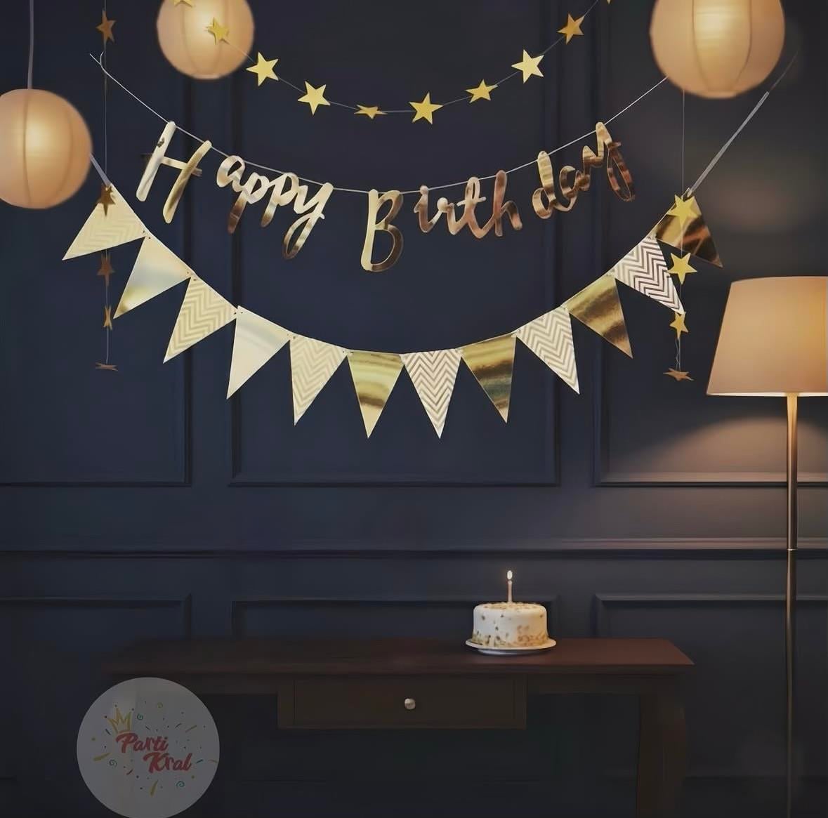 GOLD HAPPY BİRTHDAY BANNER SET