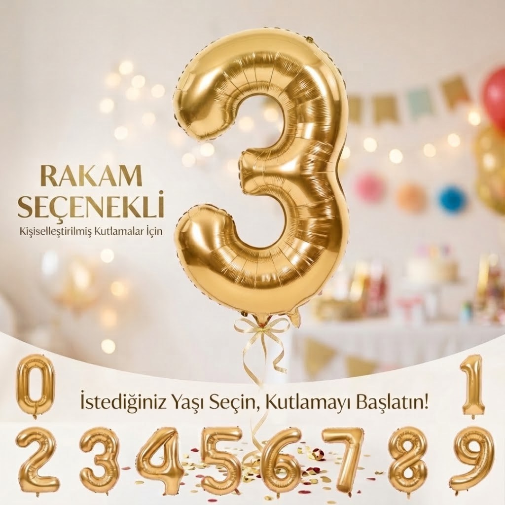 Gold Rakam Folyo Balon (100 cm)