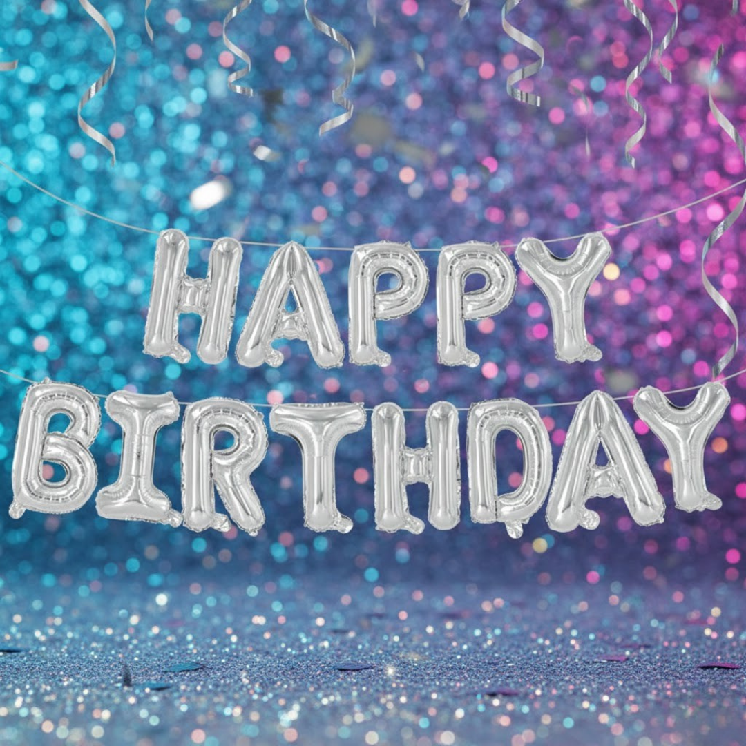 Gümüş Happy Birthday Folyo Balon