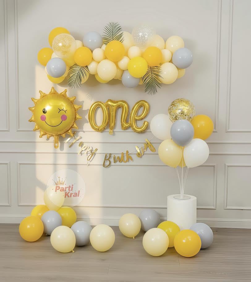 Güneş One Sarı Temalı Balon Zinciri 