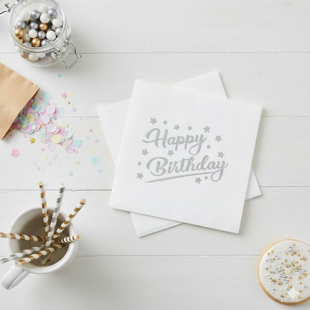 Happy Birthday Varaklı Kağıt Peçete 16 Adet