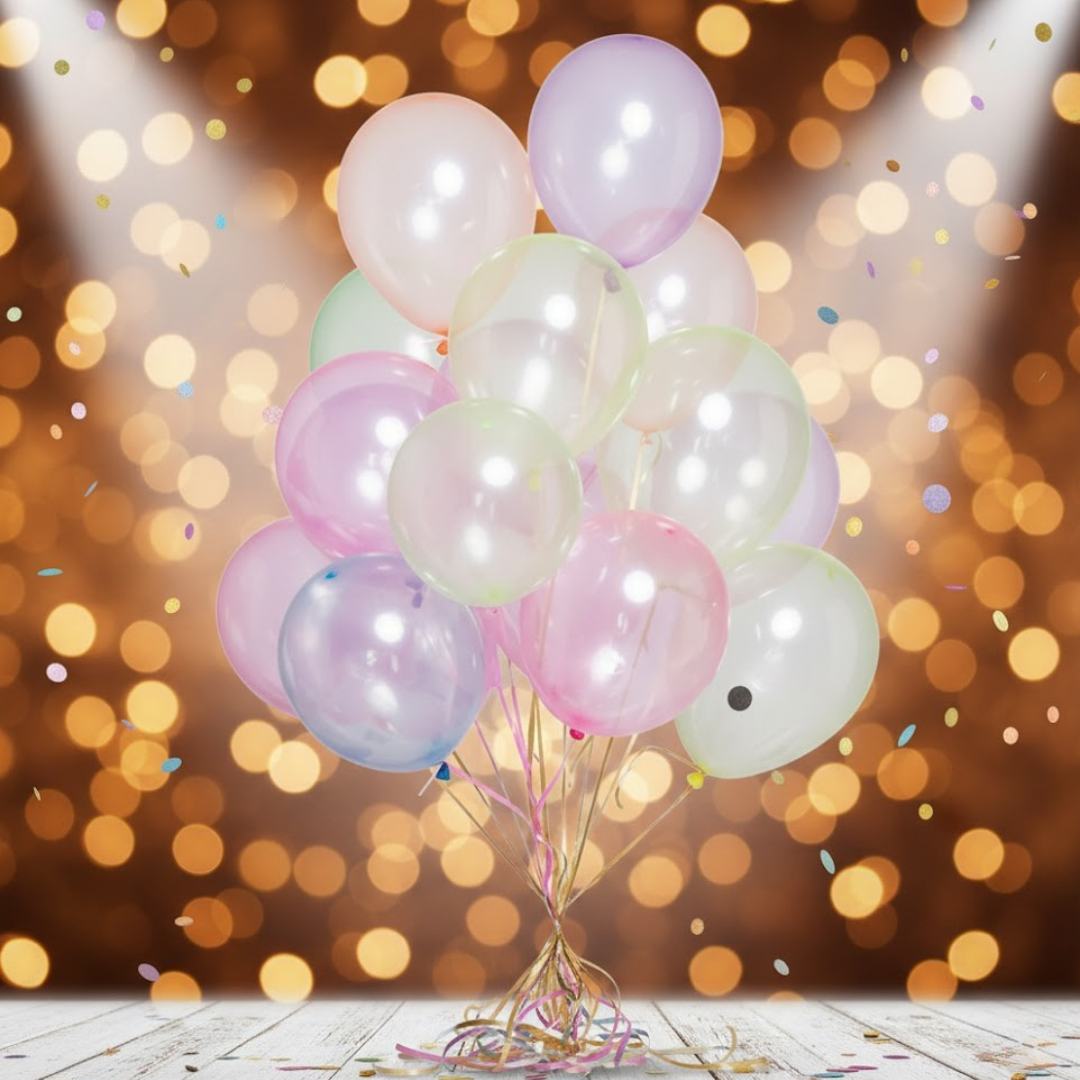 Karışık Renkli Şeffaf Lateks Balon (10 Adet)