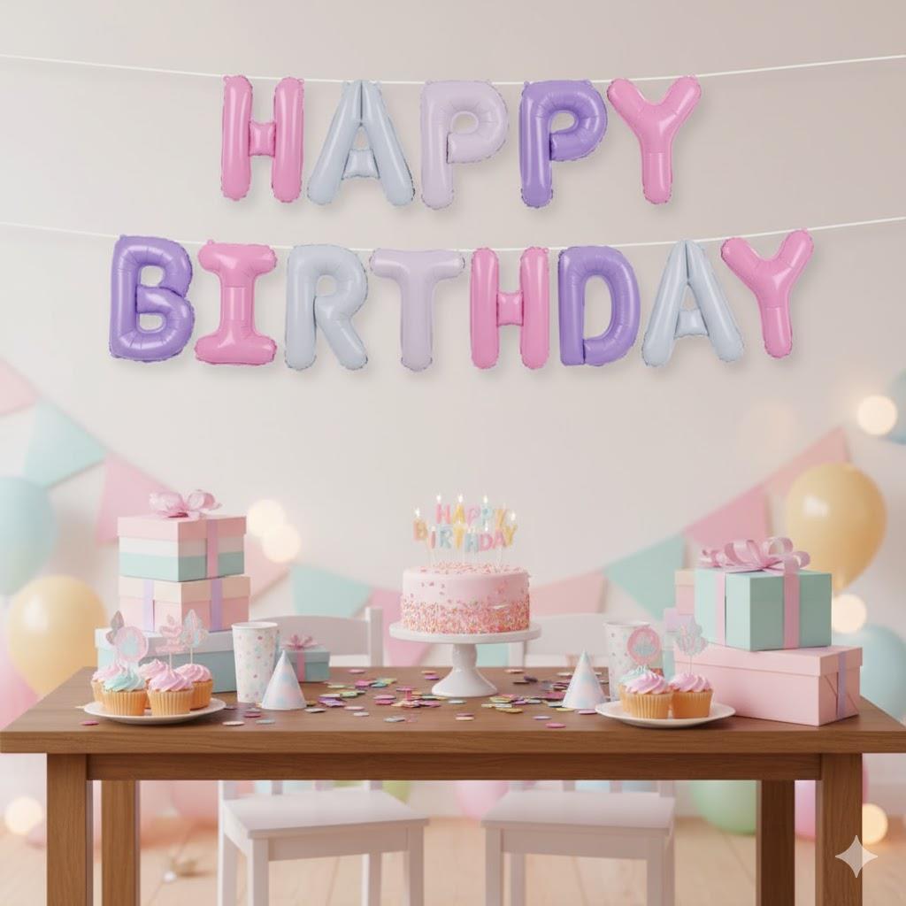 Lila Happy Birthday Folyo Balon