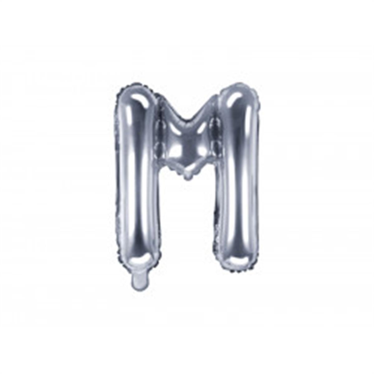 M Harf Gümüş Folyo Balon (35 CM)  
