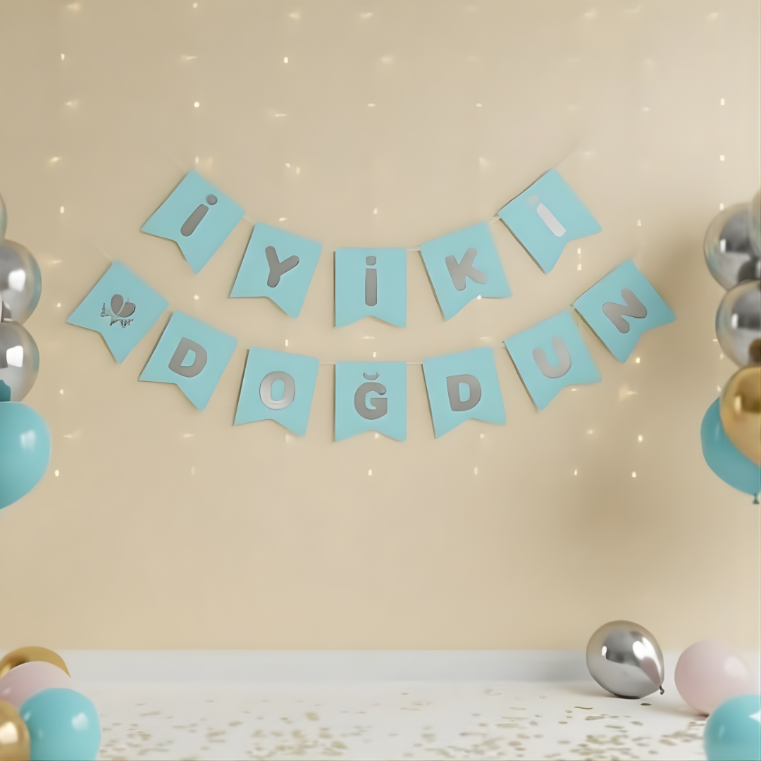 Mavi Gümüş İyi ki Doğdun Banner