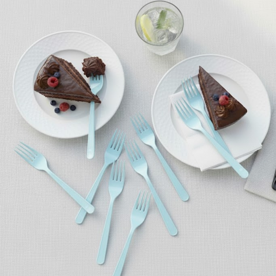 MAVİ PLASTİK ÇATAL (24 ADET)