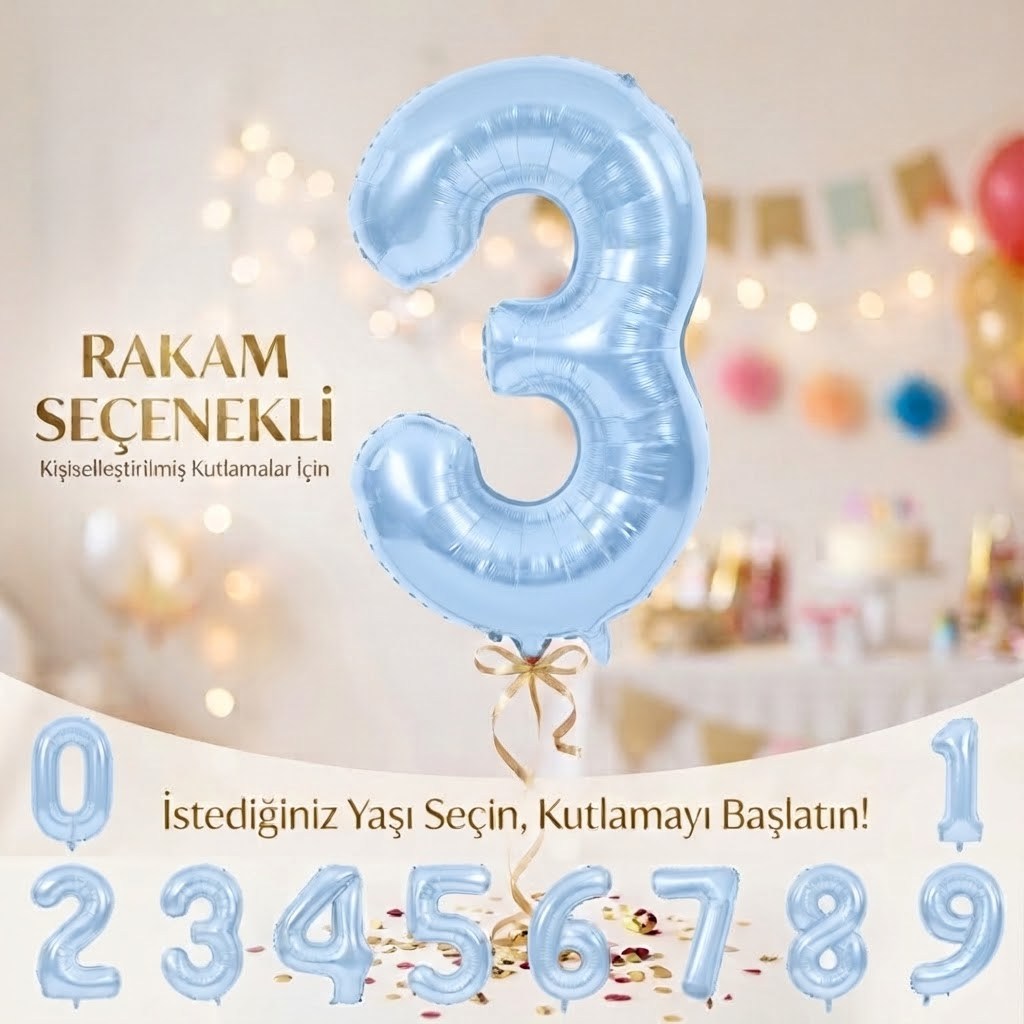 Mavi Rakam Balon (75 cm)