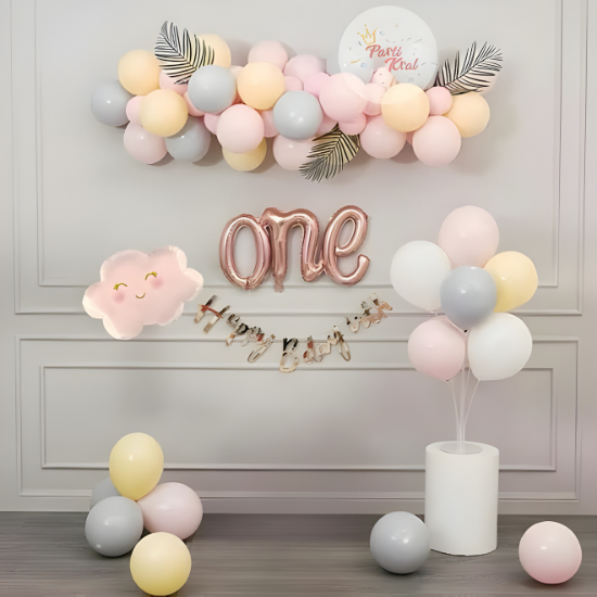 One Pembe Folyo Balon Set