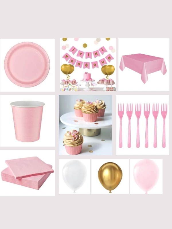 Pembe Gold Doğum Günü Parti Seti