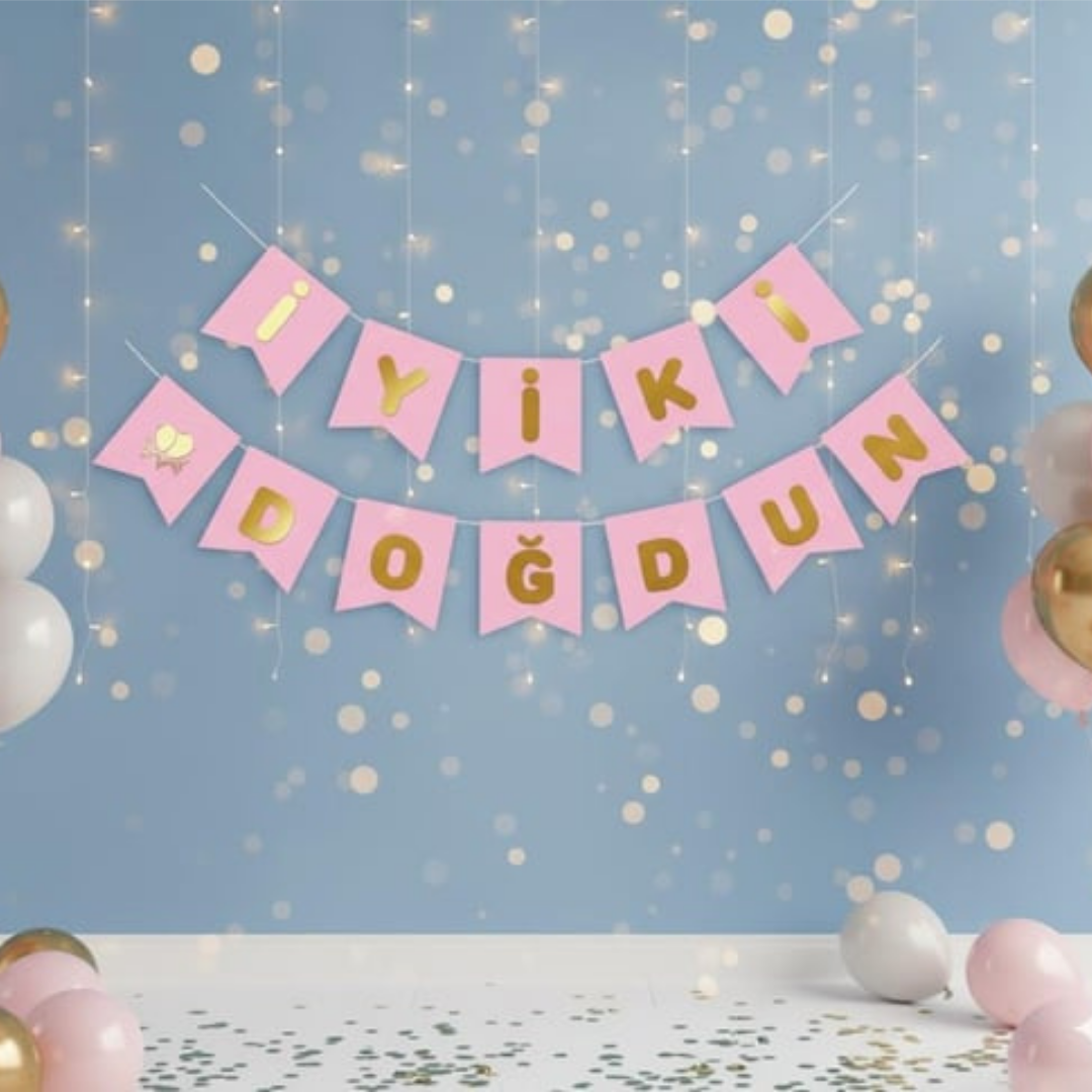 PEMBE GOLD İYİ Kİ DOĞDUN BANNER