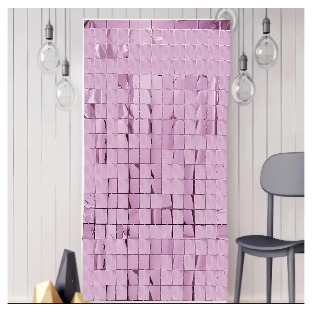 PEMBE KARE ARKO FON IŞILTILI PERDE (90X240)