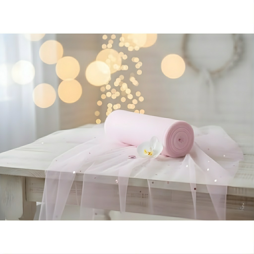 Pembe Kristal Süsleme Tülü (2 metre)