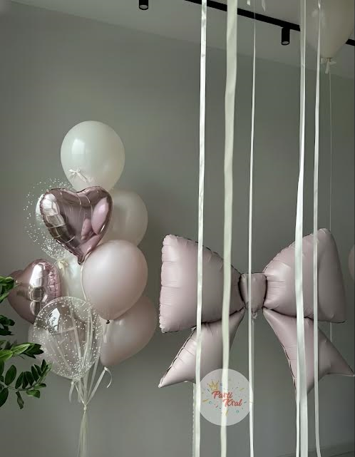 Pembe Saten Fiyonk Folyo Set