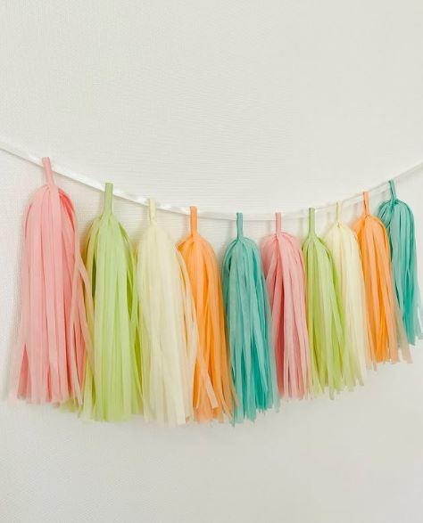 Pembe -Yeşil -Krem -Turuncu-Mint Yeşili Sıralı Püskül