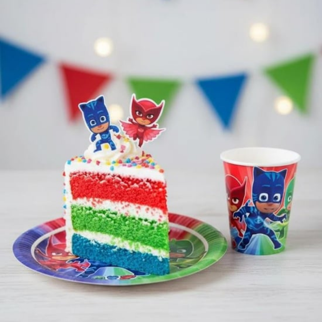 Pijamaskeli Temalı Tabak ve Bardak Seti (8 Kişilik)