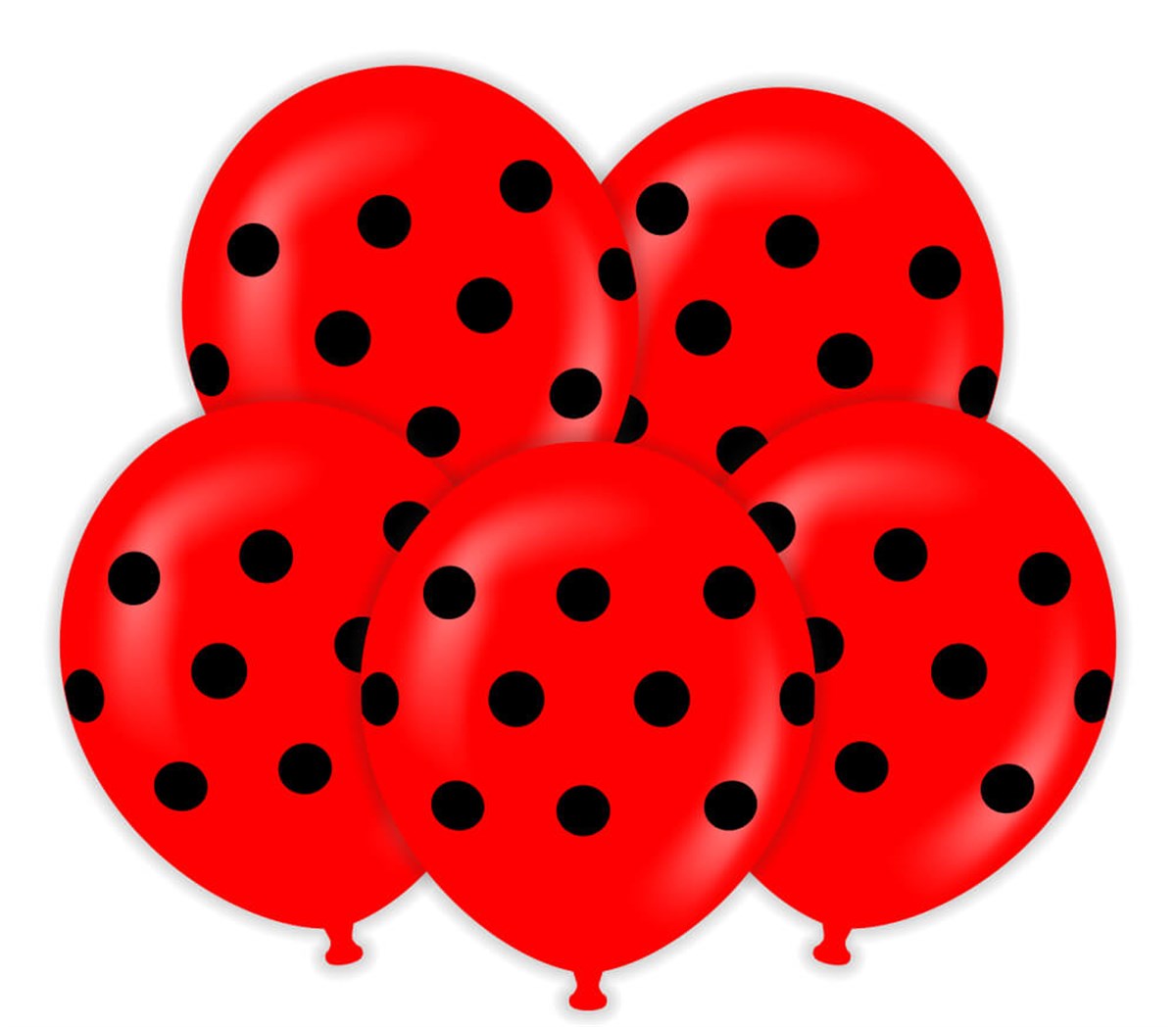 PUANTİYELİ KIRMIZI SİYAH BALON (5 ADET)