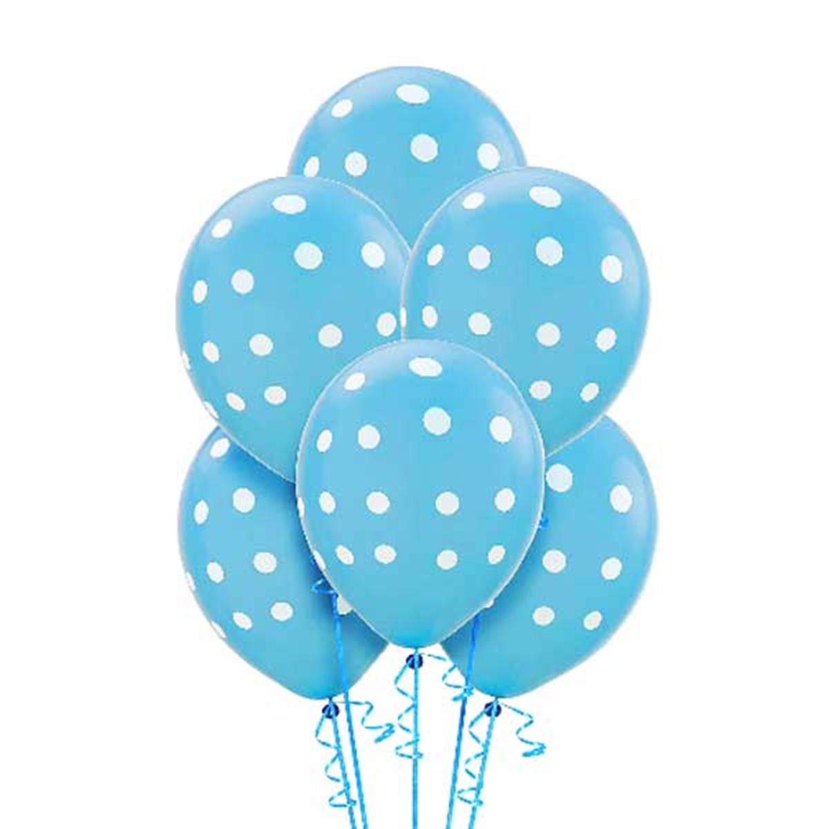 PUANTİYELİ MAVİ BEYAZ BALON (5 ADET)