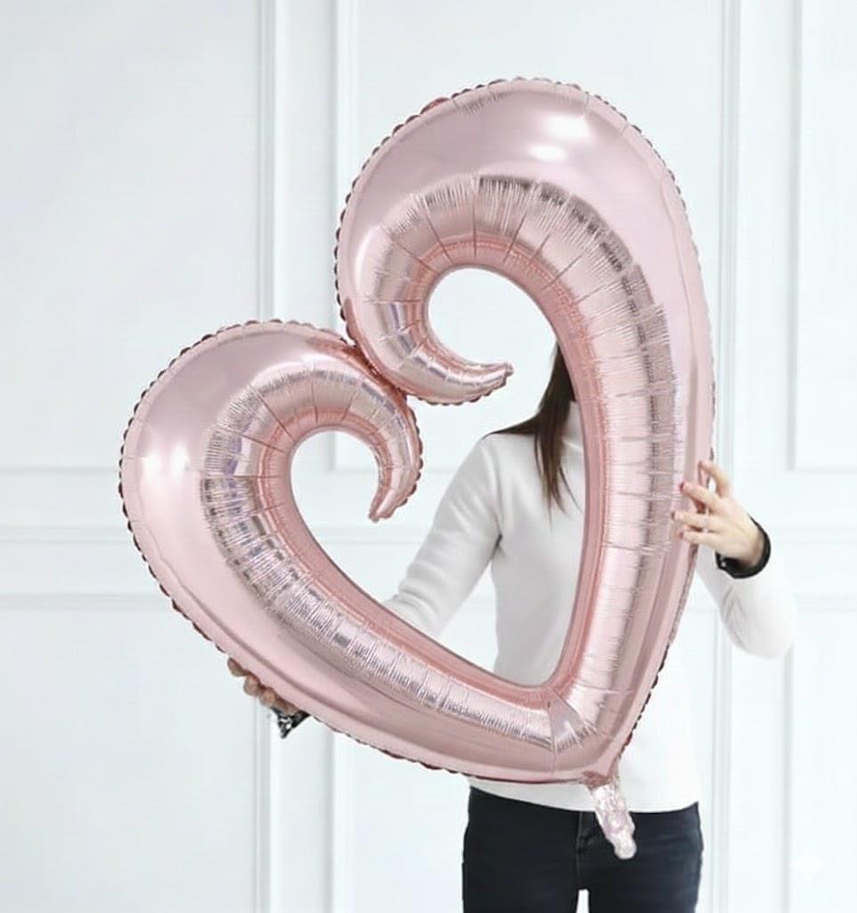 ROSE GOLD İÇİ BOŞ KALP FOLYO BALON (100x108)